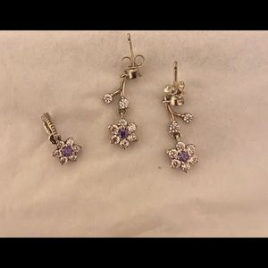 Pandora Forget Me Not  earrings and charm